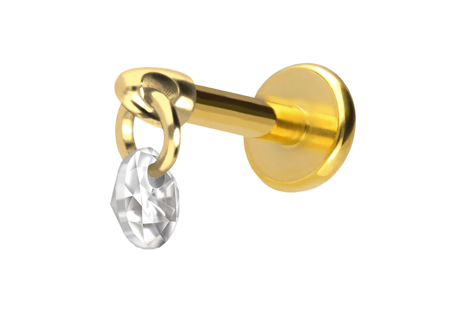 Titan Labret Piercing mit Push Fit RUNDER KRISTALL